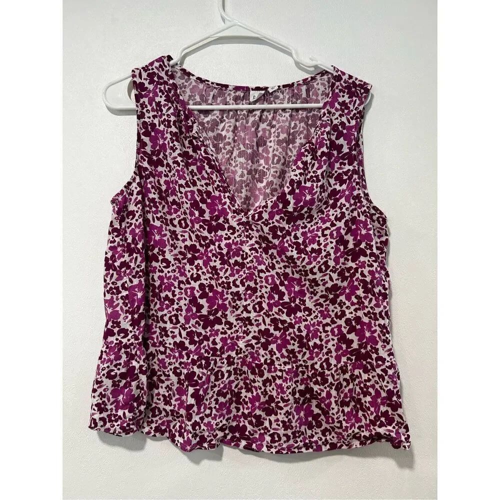 GAP Purple Floral Sleeveless Peplum Blouse | Size S